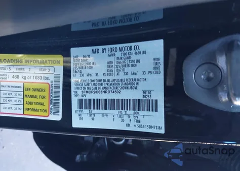 2022 Ford Bronco Sport Outer Banks z USA, uszkodzony, nr VIN 3FMCR9C63NRD74502